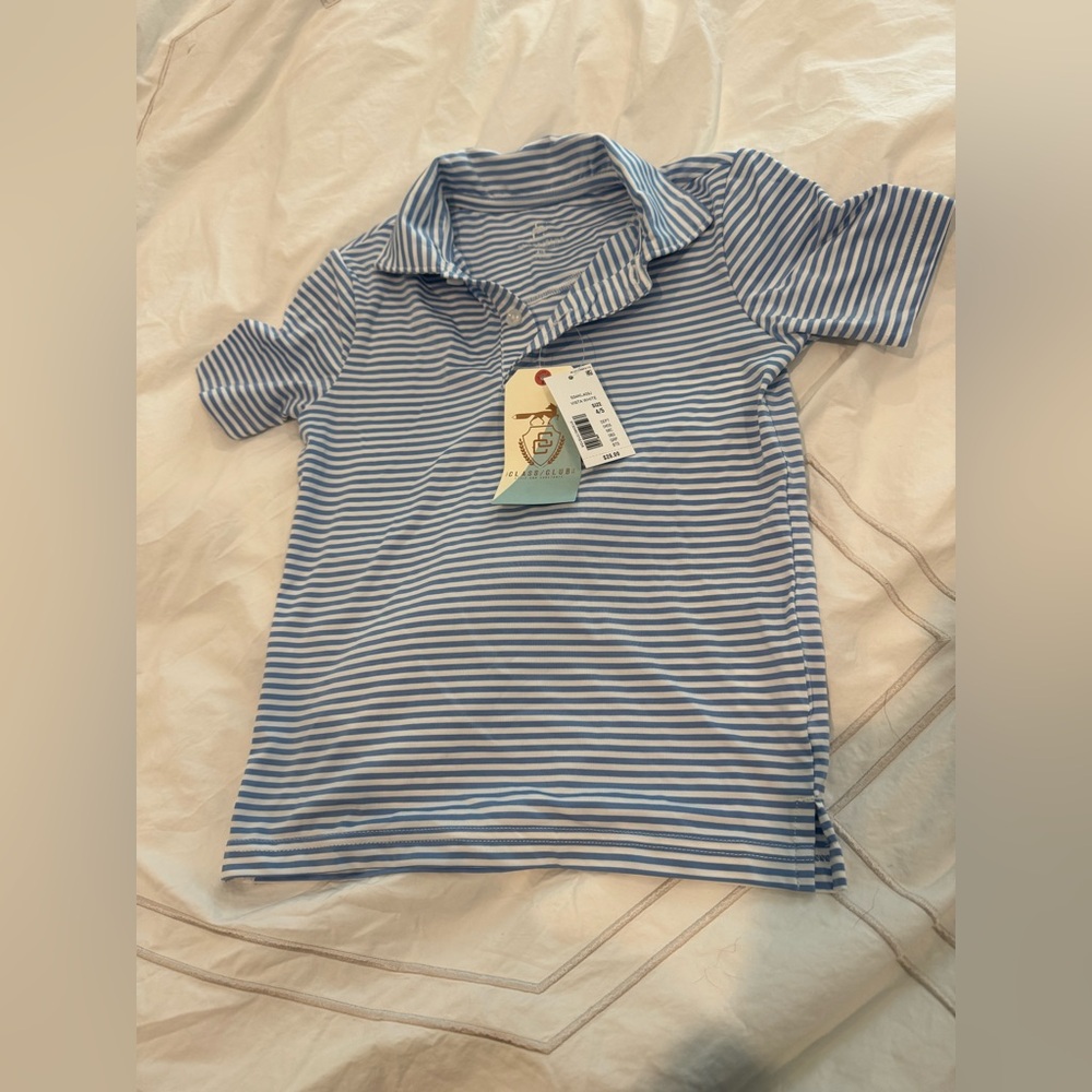 Boys 4/5 Class Club Sky and White Polo- Brand New
